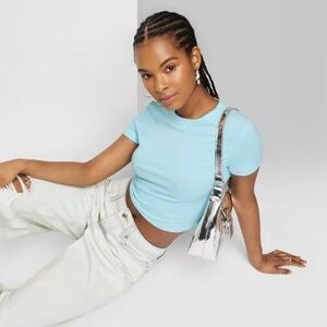 Wild Fable Aqua Cropped Tee Size XL (NWT)